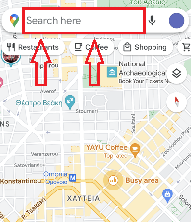 google maps search bar